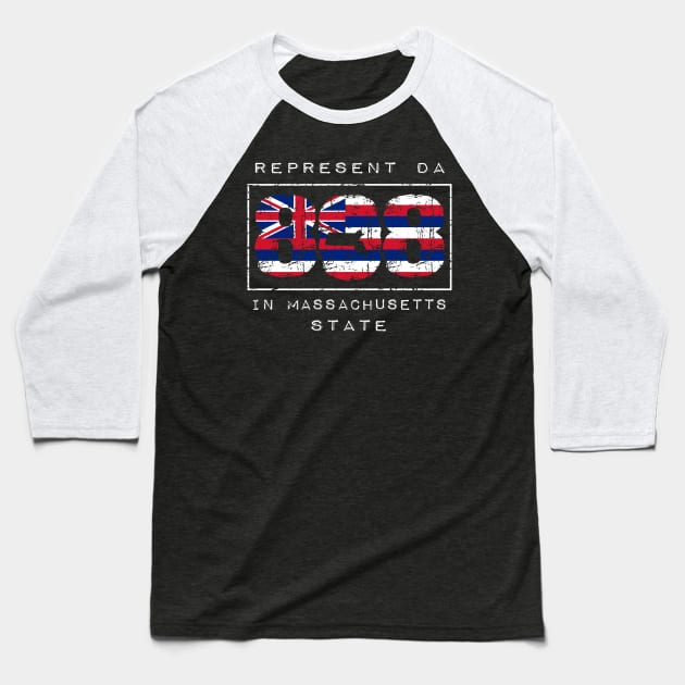 Rep Da 808 in Massachusetts State by Hawaii Nei All Day Baseball T-Shirt by hawaiineiallday